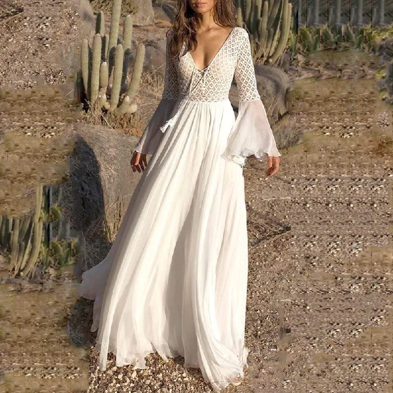 Boho High Waist Lace Maxi Dress