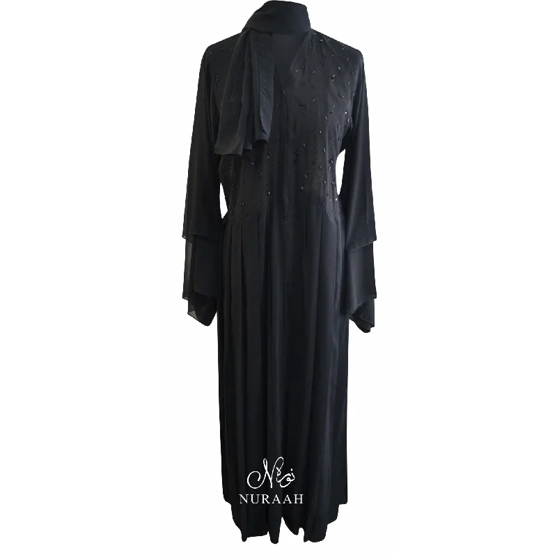 EMBELLISHED PLEATED KIMONO BLACK