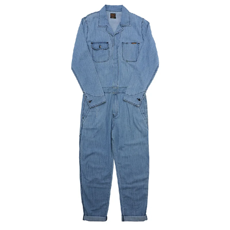 6.0 oz. Lightweight Indigo Denim Jumpsuit/ Coverall - Med. Stone Wash