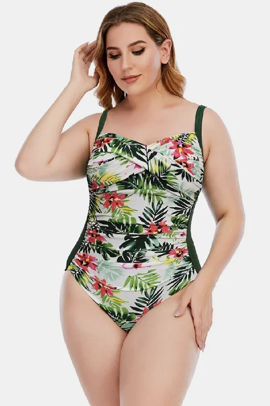 Carol Floral Crisscross One-Piece Plus Size Swimsuit