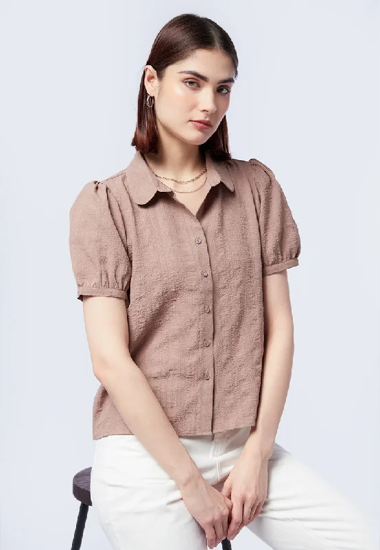 Crinkled Short Sleeve Blouse