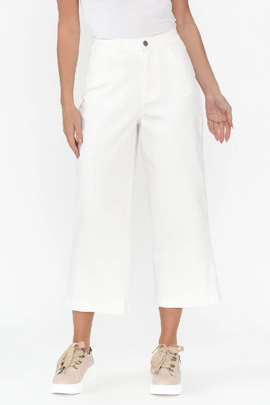 Tabi White Denim Crop Jeans